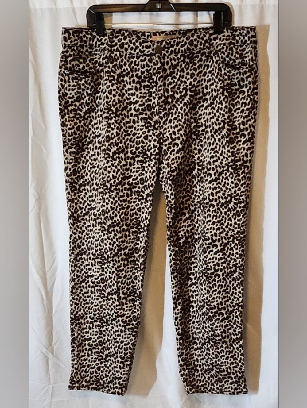 Ellen Tracy Ankle Cropped Straight Leg Animal Print Pants Size 16W